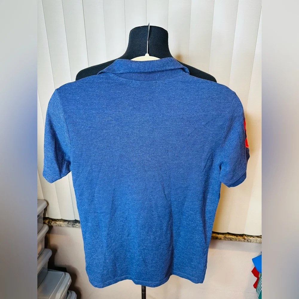 US Polo Assn Collared Polo Shirt Blue Boys Preppy Size Medium 10-12 New